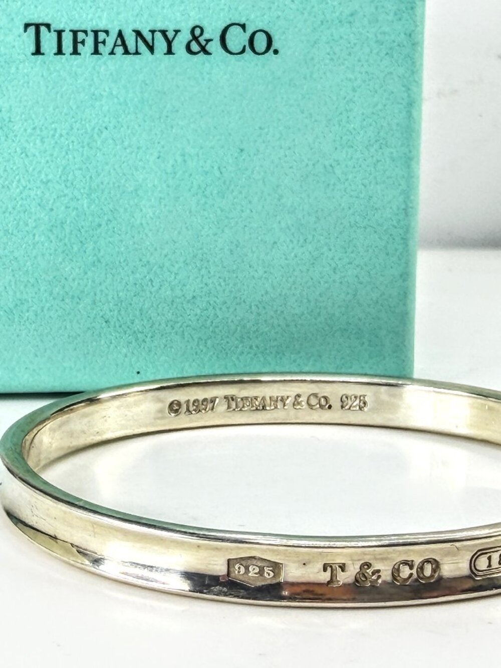 Tiffany & Co. Vintage 1837 Sterling Silver 7mm Bangle Bracelet 32g 7.5" JR2048